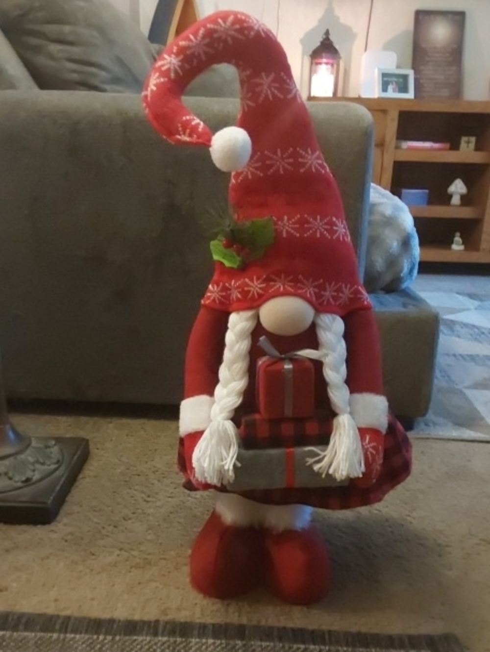 Gnome Holiday Décor Figure with Braided Hair